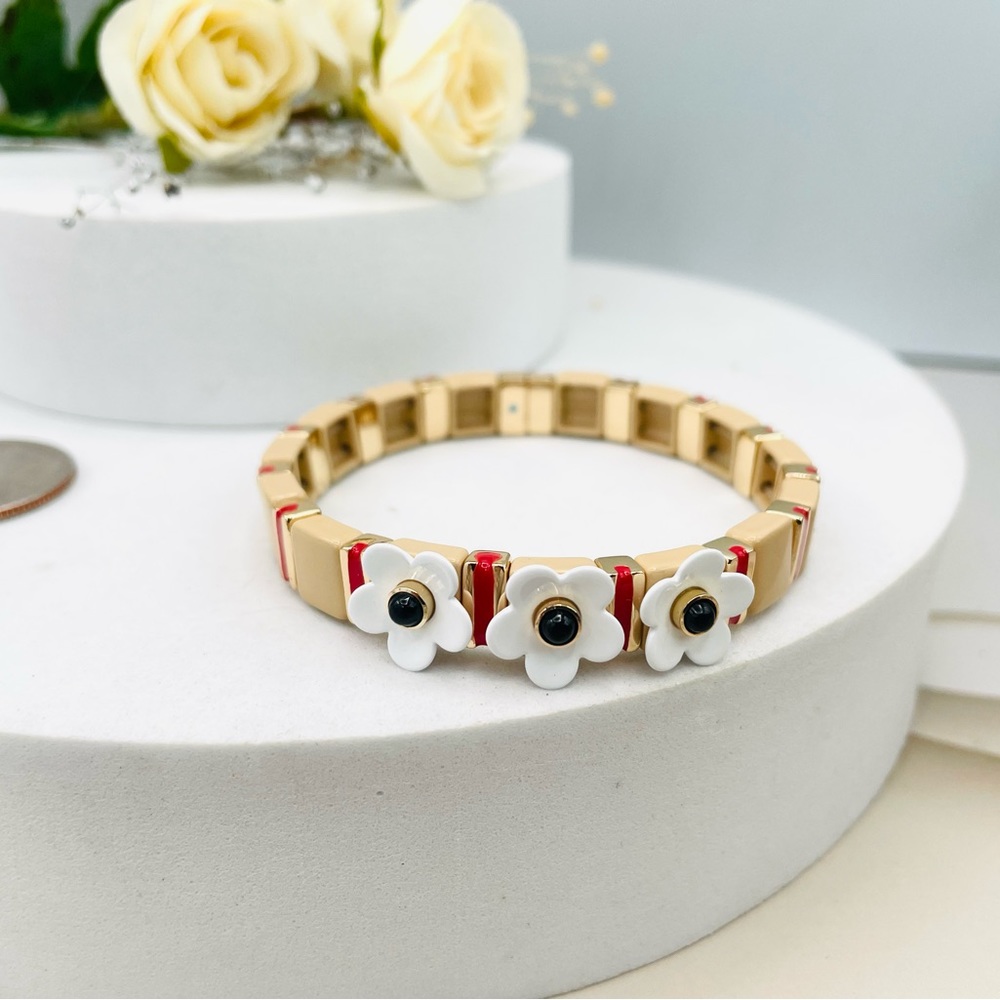 Roxanne Assoulin enamel flower gold-tone bracelet